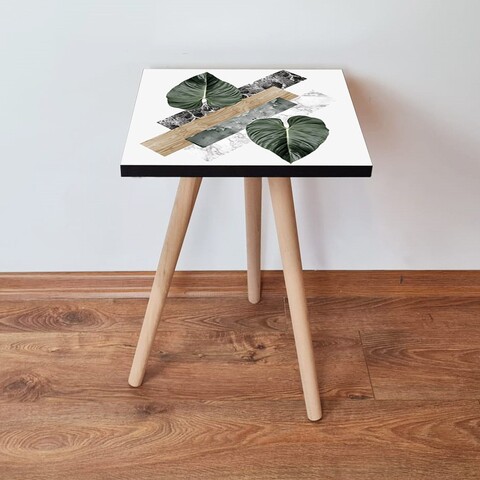 Masuta, Leona, Shp385, 35x42x35 cm, MDF , Alb / Verde / Bej / Negru