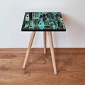 Masuta, Leona, Shp387, 35x42x35 cm, MDF , Albastru / Bleumarin / Maro