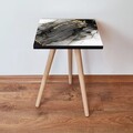 Masuta, Leona, Shp391, 35x42x35 cm, MDF , Negru / Auriu / Alb