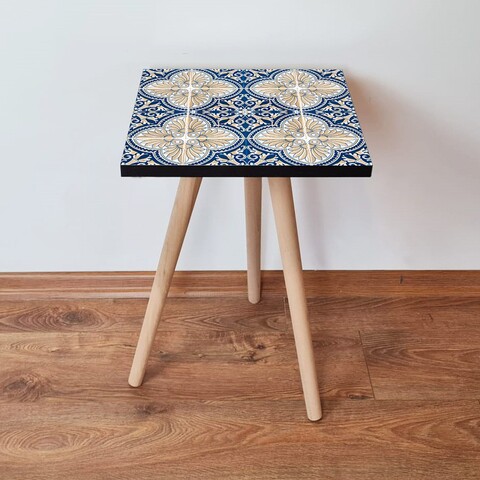 Masuta, Leona, Shp40, 35x42x35 cm, MDF , Alb / Bleumarin / Bej