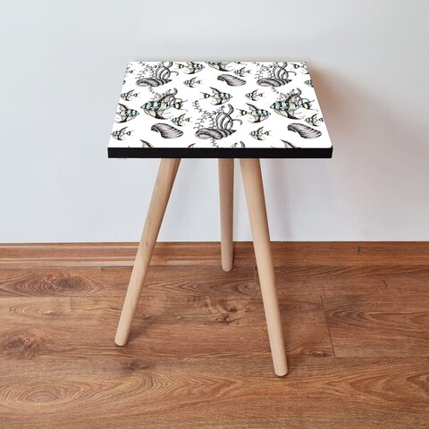 Masuta, Leona, Shp400, 35x42x35 cm, MDF , Alb / Negru / Albastru