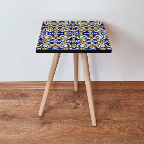 Masuta, Leona, Shp47, 35x42x35 cm, MDF , Galben / Bleumarin / Albastru