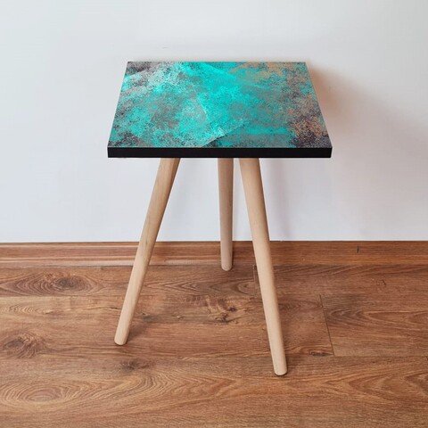 Masuta, Leona, Shp57, 35x42x35 cm, MDF , Albastru / Gri / Nurcă