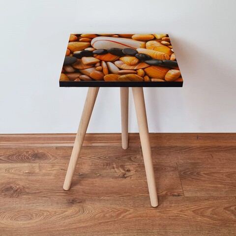 Masuta, Leona, Shp64, 35x42x35 cm, MDF , Portocaliu / Negru / Alb