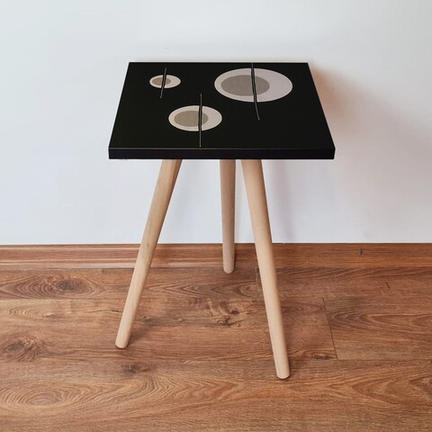 Masuta, Leona, Shp65, 35x42x35 cm, MDF , Negru / Bej / Nurcă