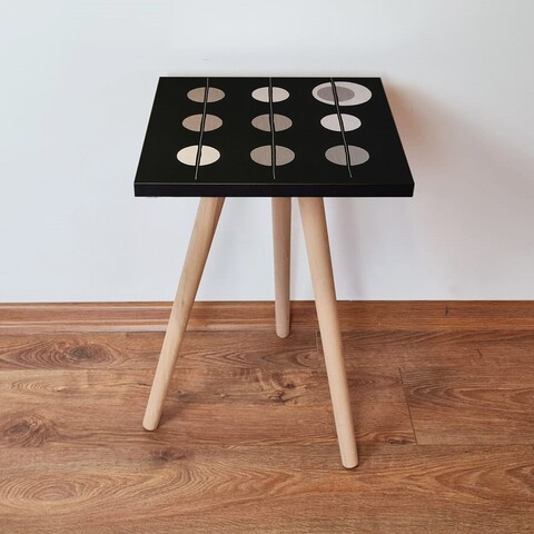 Masuta, Leona, Shp66, 35x42x35 cm, MDF , Negru / Bej / Alb