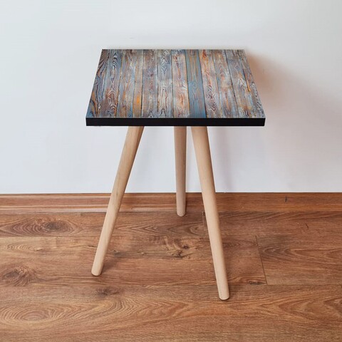 Masuta, Leona, Shp69, 35x42x35 cm, MDF , Albastru / Gri / Portocaliu