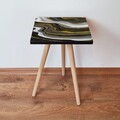 Masuta, Leona, Shp75, 35x42x35 cm, MDF , Negru / Auriu / Alb