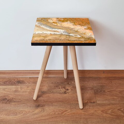 Masuta, Leona, Shp77, 35x42x35 cm, MDF , Portocaliu / Bej / Alb