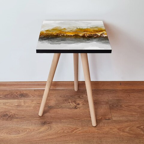 Masuta, Leona, Shp81, 35x42x35 cm, MDF , Alb / Negru / Auriu