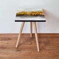 Masuta, Leona, Shp81, 35x42x35 cm, MDF , Alb / Negru / Auriu