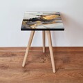 Masuta, Leona, Shp83, 35x42x35 cm, MDF , Gri / Negru / Auriu
