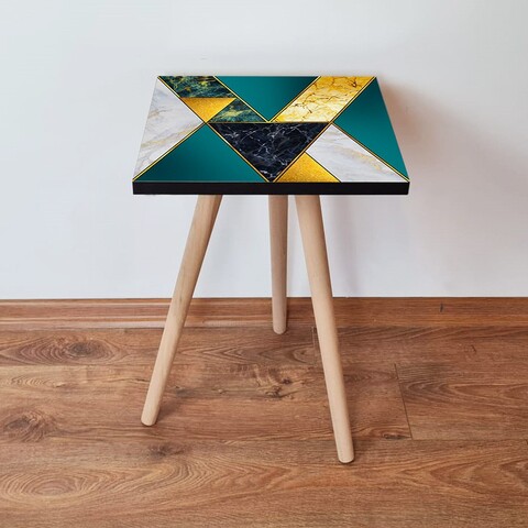 Masuta, Leona, Shp86, 35x42x35 cm, MDF , Verde / Alb / Auriu / Negru