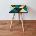 Masuta, Leona, Shp86, 35x42x35 cm, MDF , Verde / Alb / Auriu / Negru
