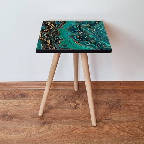 Masuta, Leona, Shp87, 35x42x35 cm, MDF , Verde / Aur / Negru