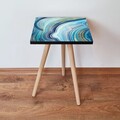 Masuta, Leona, Shp89, 35x42x35 cm, MDF , Bleumarin / Albastru / Alb / Auriu