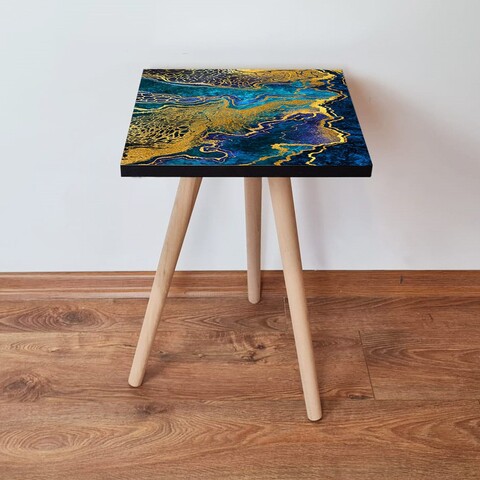 Masuta, Leona, Shp91, 35x42x35 cm, MDF , Bleumarin / Albastru / Auriu / Mov