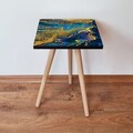 Masuta, Leona, Shp91, 35x42x35 cm, MDF , Bleumarin / Albastru / Auriu / Mov
