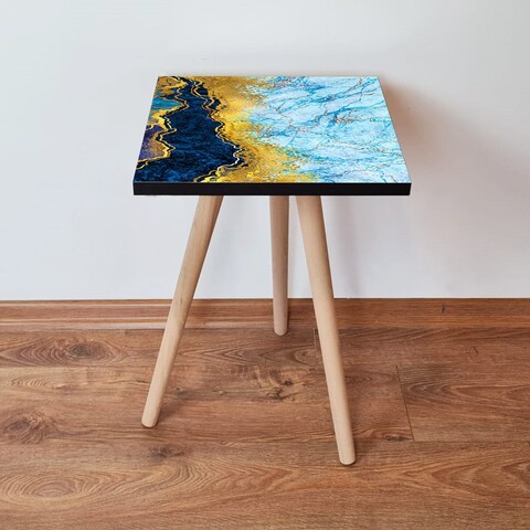 Masuta, Leona, Shp92, 35x42x35 cm, MDF , Bleumarin / Albastru / Auriu / Alb