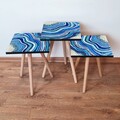 Set masute 3 piese, Leona, 3Shp290, MDF , Bleumarin / Albastru / Alb / Mov