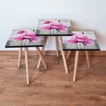 Set masute 3 piese, Leona, 3Shp298, MDF , Gri / Roz / Mov / Galben