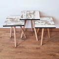 Set masute 3 piese, Leona, 3Shp3, MDF , Alb/Maro