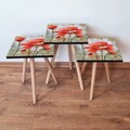 Set masute 3 piese, Leona, 3Shp301, MDF , Roșu / Negru / Bej