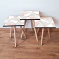 Set masute 3 piese, Leona, 3Shp318, MDF , Roz / Gri / Alb