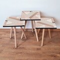 Set masute 3 piese, Leona, 3Shp320, MDF , Bej / Roz / Alb