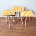 Set masute 3 piese, Leona, 3Shp326, MDF , Portocala / Crema