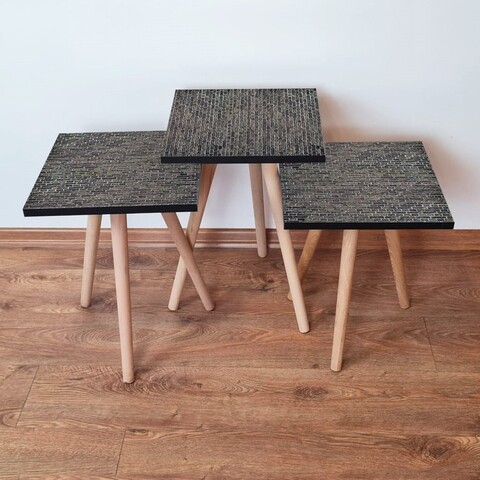 Set masute 3 piese, Leona, 3Shp329, MDF , Antracit