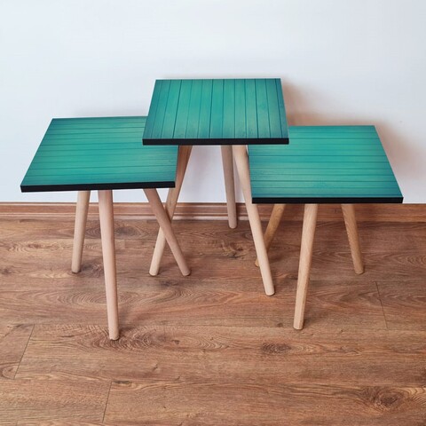 Set masute 3 piese, Leona, 3Shp333, MDF , Albastru