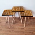 Set masute 3 piese, Leona, 3Shp343, MDF , Cămilă / Bej