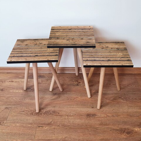 Set masute 3 piese, Leona, 3Shp344, MDF , Maro