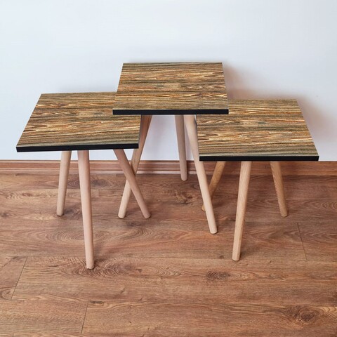Set masute 3 piese, Leona, 3Shp345, MDF , Maro