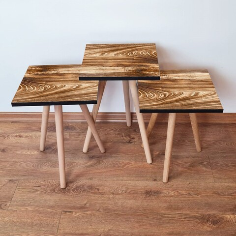 Set masute 3 piese, Leona, 3Shp346, MDF , Maro