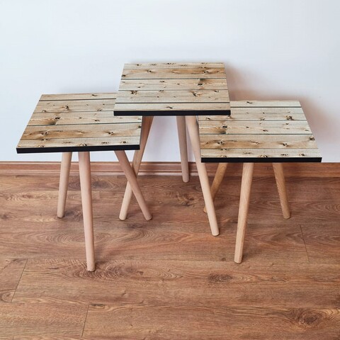 Set masute 3 piese, Leona, 3Shp347, MDF , Bej