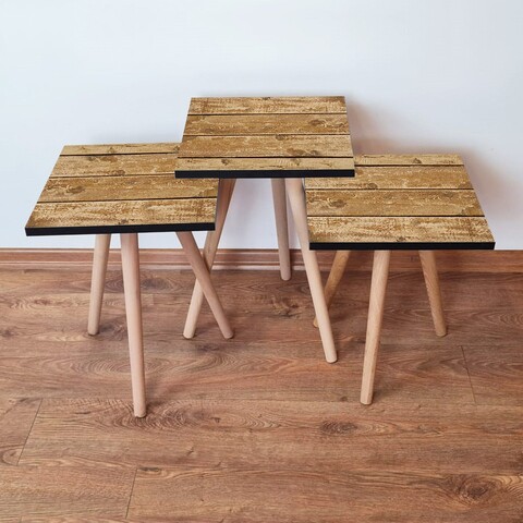 Set masute 3 piese, Leona, 3Shp348, MDF , Camel