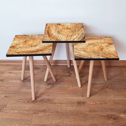 Set masute 3 piese, Leona, 3Shp351, MDF , Camel