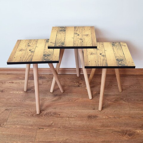 Set masute 3 piese, Leona, 3Shp352, MDF , Bej