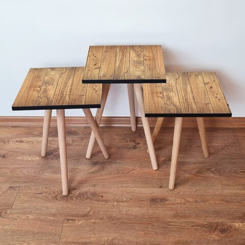 Set masute 3 piese, Leona, 3Shp353, MDF , Maro