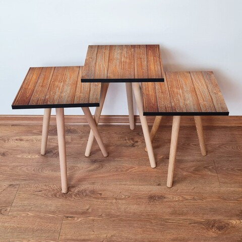 Set masute 3 piese, Leona, 3Shp354, MDF , Maro
