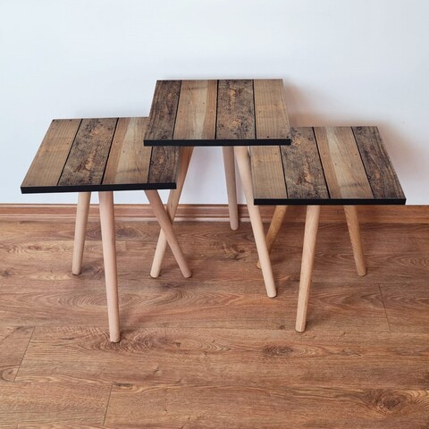 Set masute 3 piese, Leona, 3Shp355, MDF , Maro