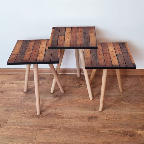 Set masute 3 piese, Leona, 3Shp356, MDF , Maro