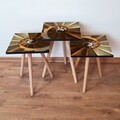 Set masute 3 piese, Leona, 3Shp360, MDF , Maro / Bej / Portocaliu