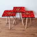 Set masute 3 piese, Leona, 3Shp361, MDF , Roșu / Galben / Alb