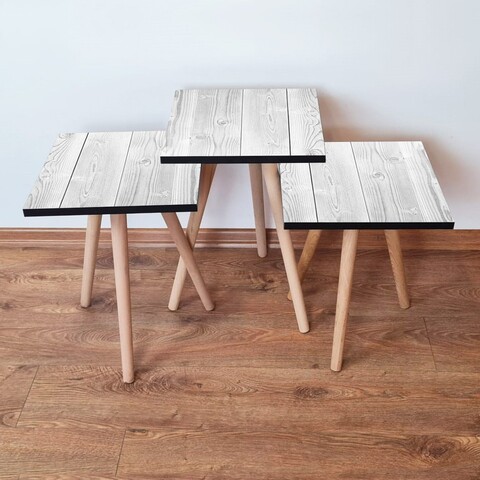 Set masute 3 piese, Leona, 3Shp364, MDF , Alb