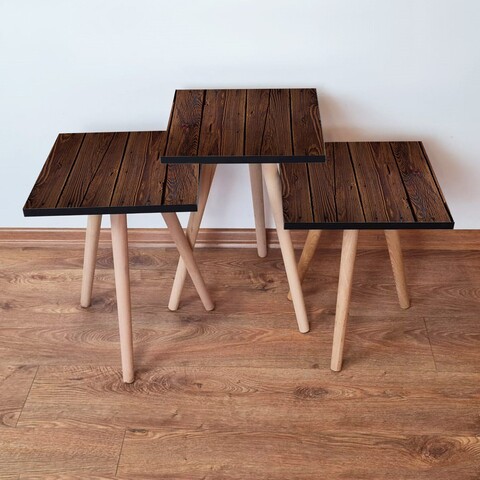 Set masute 3 piese, Leona, 3Shp365, MDF , Maro