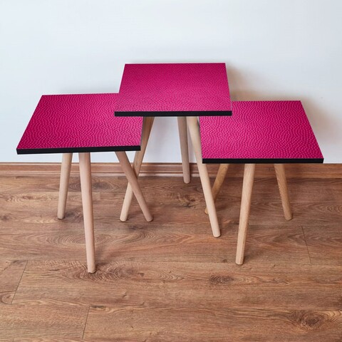 Set masute 3 piese, Leona, 3Shp366, MDF , Fucsia