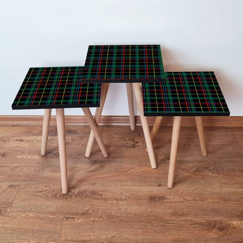 Set masute 3 piese, Leona, 3Shp367, MDF , Negru / Roșu / Verde / Galben